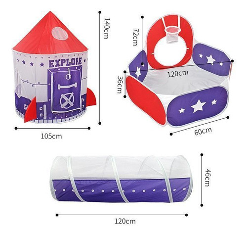 Barraca Infantil Toca Túnel 3 Em 1 Espacial