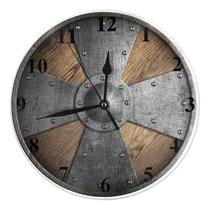 Comprar Reloj Madera Medieval Redondo Escudo Vikingo Diseño Color
