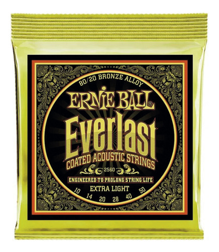Corda Ernie Ball 010 Everlast Coated 80/20 Bronze Violão
