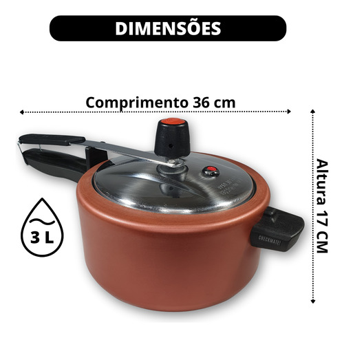 Panela De Pressão 3 L Com 5 Camadas De Antiaderente Cereja