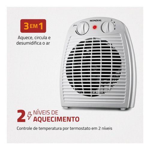 Aquecedor De Ar Mondial A-08 Cinza 110v