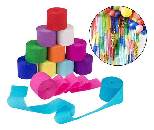 12 / Set 25m Rollos De Papel Crepé Proyectos De Bricolaje