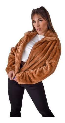 Campera Corderito Doble Peluche Mujer