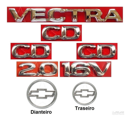 Kit Emblemas Vectra Cd 2.0 16v + Laterais Cd - 1997 À 1999