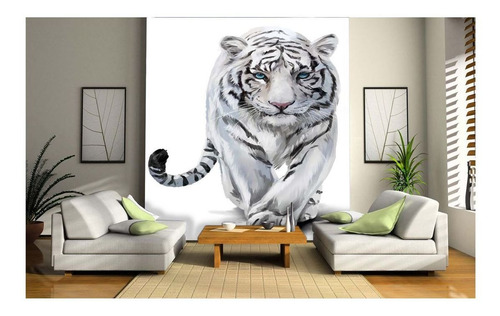 Papel De Parede Animais Tigre Branco Pintura M² Anm233