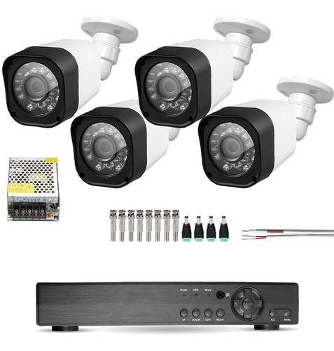 Kit Vigilancia Cftv 4 Cameras Full Hd 1080p E Dvr 4 Ch Xmeye