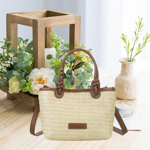 Bolso De Playa De Paja, Regalo Para Damas, Bolso Caqui