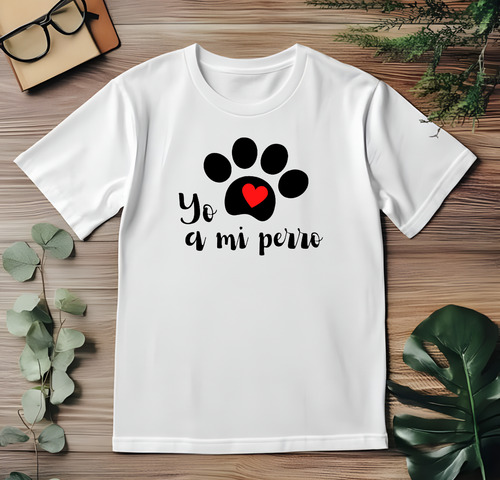 Playera Blanca Camiseta Estampado De Moda Yo Amo A Mi Perro