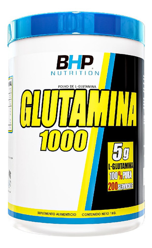Bhp Glutamina Ultra 1 Kg Monohidratada 200 Porciones Sin sabor