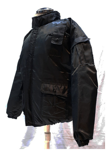 Campera Truker Sin Capucha Negra Abrigo Ideal Trabajo 