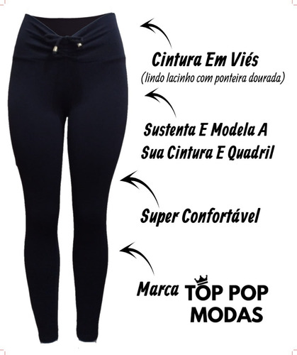 Imagem 6 de 10 de Calça Leg Cintura Alta Com Franzido Efeito Empina Bumbum 921