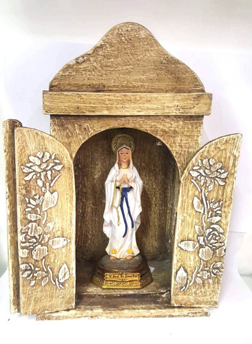 Imagem Nossa Senhora Lourdes Com Oratorio Capela Em Madeia