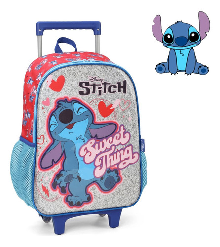 Mochila Carrinho Infantil Disney Stitch Ohana Escolar Luxcel