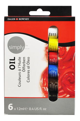 Kit Estuche Pintura Óleo Simply Arte Tubo 6 Colores 12 Ml