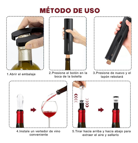 Sacacorchos Eléctrico Vinos 6en1, Juego De Abridor Eléctrico