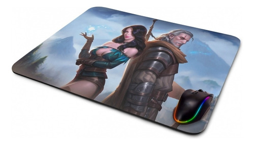 Mouse Pad Gamer The Witcher Yennefer E Geralt Cor Azul