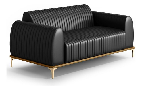 Sofá 150cm 2 Lugares Base Gold Molino D06 Pu B-159 Preto