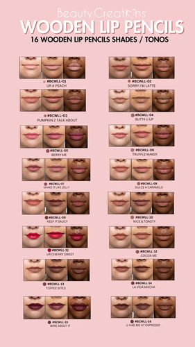Delineador De Labios Beauty Creations De Madera Color Toffee Bites