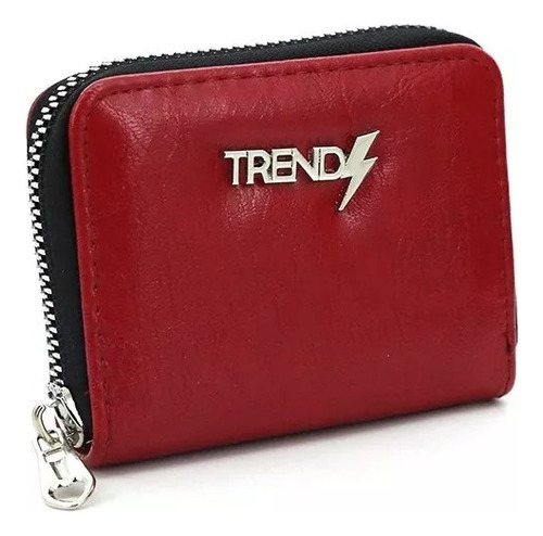 Billetera Trendy 14529 Con Diseño Liso Color Rojo De Cuero