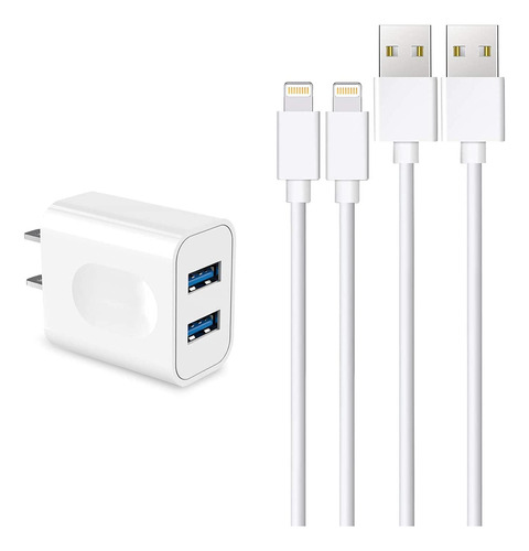 Cargador Para iPhone Pared Usb 2 Puerto Adaptador Viaje Mfi