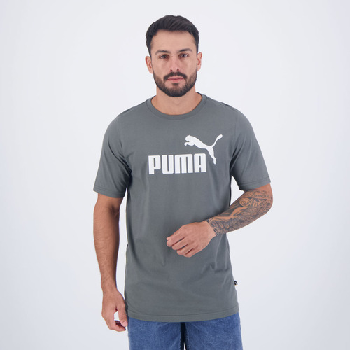 Camiseta Puma Ess Logo Cinza Escuro