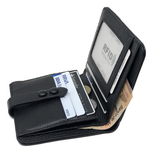 Imagen 4 de 5 de Cartera Monedero Piel Mujer Con Rfid Evita Clonación De Tc