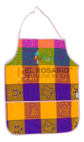 Mandil Artesanal Mexicano - Pedido Personalizado Color Morado Jade2 Diseño De La Tela Prehispanica