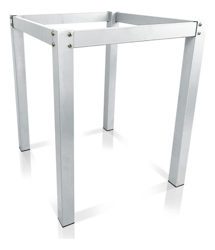 Base Quadrada Em Aço Para Mesa De Jantar Vidro Madeira Pedra Cor Branco