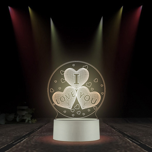 Luz Nocturna Creativa 3d Con Atenuación De Tres Colores, For