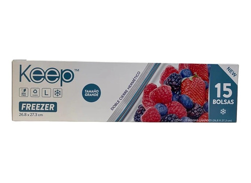 Bolsas Hermetica Doble Cierre Freezer 26,8x27,3 15un Keep