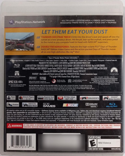 Nascar Days Of Thunder Jogo Ps3 Físico Usado Com Manual (Usado)