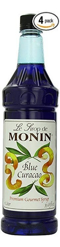 Monin Jarabe De Sabores, Blue Curacao, Botellas De Plástico 