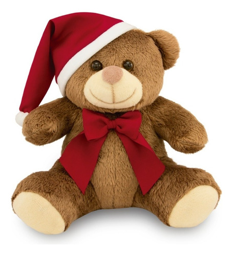 Urso Pelúcia Papai Noel Natal 20cm Anti-alérgico Cor Marrom