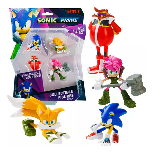 Figuras Coleccionables Muñecos Sonic Prime Pack X5 Original 