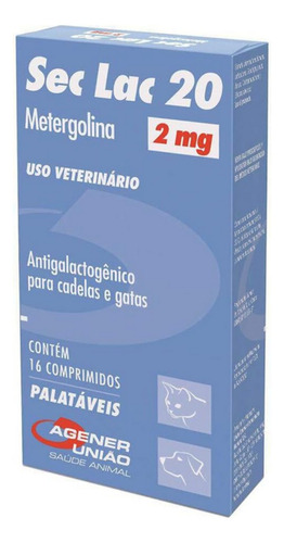 Sec Lac 20 2,0mg Seca Leite Cadelas E Gatas 16 Comprimidos