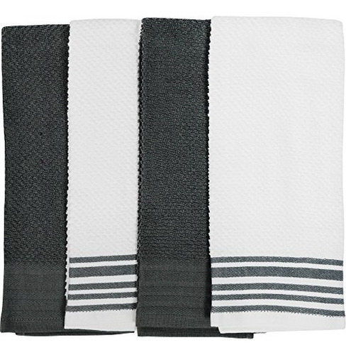 Toallas De Cocina Mainstay - Juego De 4 (gris, Blanco)