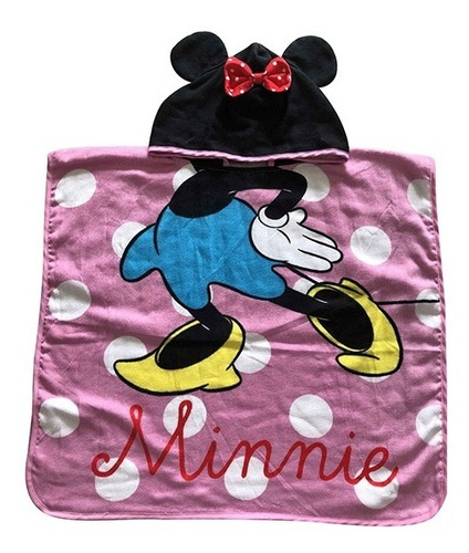 Bata Toalla Poncho De Minnie Y Mickey Para Niños Con Capucha