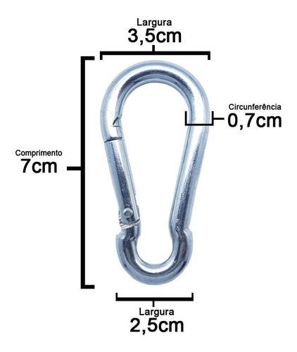 Imagem 4 de 5 de Mosquetão Engate Rápido Aço Inox 7mm X 70mm - 10 Unidades