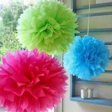 Balão Pompom Bola Papel Seda 10 Uni Decoração Eventos 15 Cm