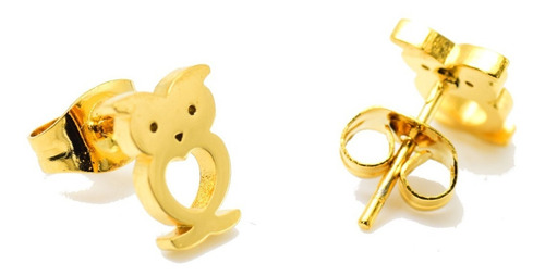 Aretes Broquel En Forma De Buho Dorado Dama Niña Acero Ant
