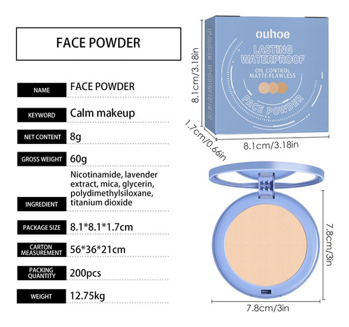Polvo Compacto Mate,maquillaje En Polvo Fijador - Cosmética