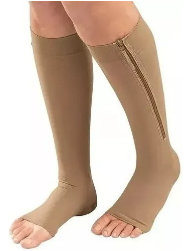 Medias De Compresión Zip Sox Beige Anti Varices Unisex 