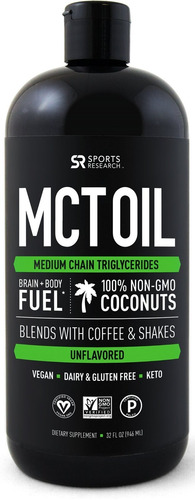 Aceite Mct Premium De Cocos Orgánicos - Sin Sabor