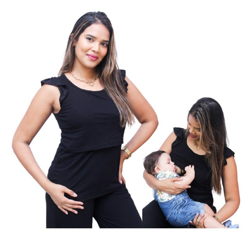 Imagem 2 de 7 de Blusa Para Amamentar Regata Amamentação Diversas Cores