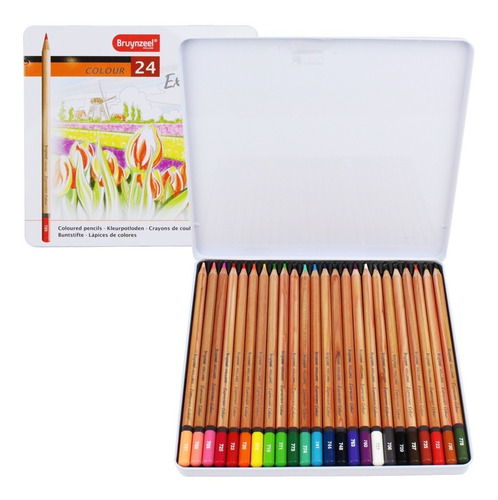 Imagen 2 de 2 de Lápices De 24 Colores Bruynzeel/ Caja Metálica