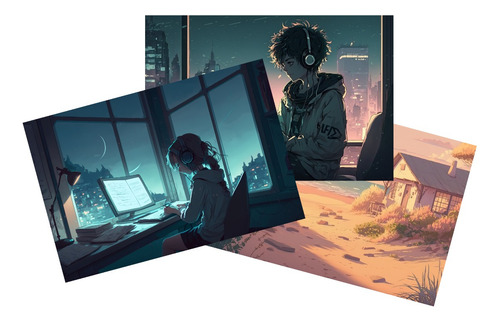 Lofi Pack De 10 Imagenes Estilo Anime, Lo-fi Ilustraciones