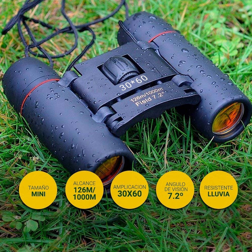 Binocular Largavista Prismatico Mini 30x60 Caza Avistaje Color Negro
