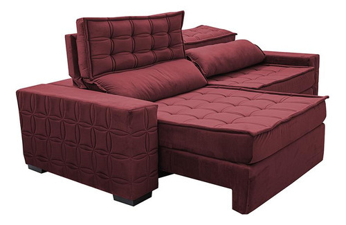 Sofá Retrátil 2,15m Cama Inbox Big Star. Com Softgel d40 Cor Vinho