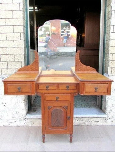 Antiguo Tocador Toilette, Madera, No Enchapado. (Usado)