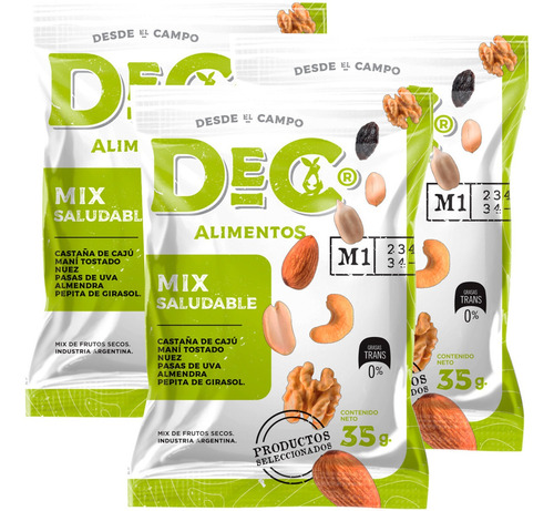 Mix Saludable De Frutos Secos Dec Alimentos - X3 Paquetes